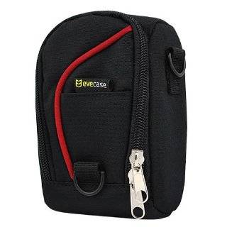 Pouch Nylon Carrying Protector Case with Strap  Black / Red for Canon 