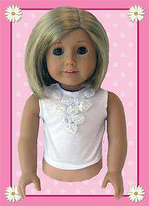 Doll Clothes Shirt Sleeveless White w/flowers fits American Girl & 18 