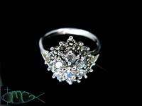 Sterling Silver Clear Cz Floral Cluster Ring sz 8 9 10  