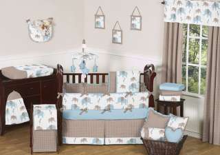   new blue mod elephant collection 9pc crib bedding set elephant bu 9 fs