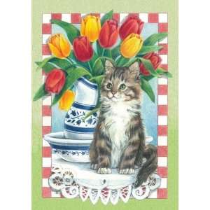  Tulips with Cat House Flag Patio, Lawn & Garden