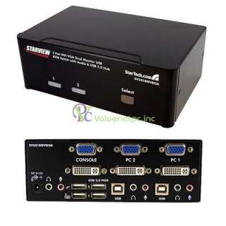 StarTech 2 Port DVI VGA Dual Monitor KVM Switch with Audio & USB 