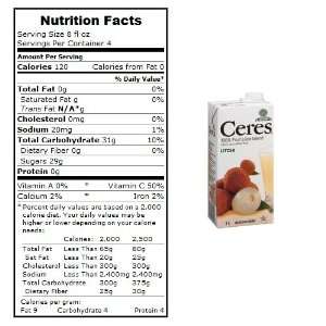 Ceres 100% Fruit Juice, Litchi 1 LT Grocery & Gourmet Food