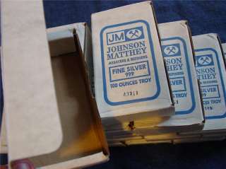 JM 100 Oz Silver Bar Box Lot of 21 Johnson Matthey 1000 + Ounce 