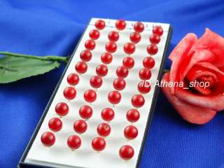 wholesale 40pcs silver Red coral A stud Earrings ZD19  
