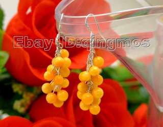 grape yellow coral earring with stering silver 925 stud 147