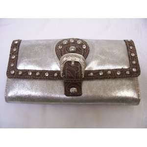  Pritzi Silver Greenwich Checkbook Wallet 