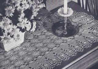 Vintage Crochet Pattern Pineapple Tablecloth Doily Set  