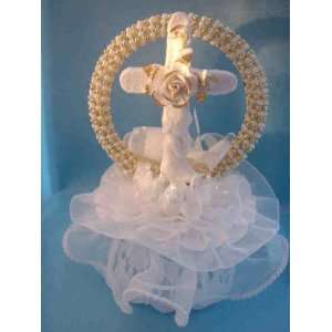  Cross with Boy Child Gold Accent Communion Christening 