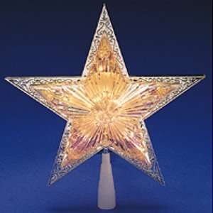   Silver Star Christmas Tree Topper   Clear Lights