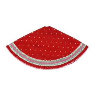  Hand Crafted 48 Christmas Tree Skirt Red w/ Polka Dots 