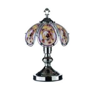  14.25h Glass Rodeo Theme Black Chrome Base Touch Lamp 