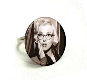   Monroe Pin Up Image 1 Ring or Stud Earring   Cute Glasses  