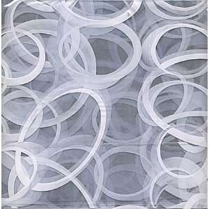  Saturn Vinyl Shower Curtain White Rings on Clear