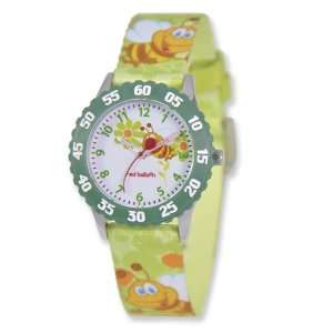   Kids Buzzing Bees Printed Fabric Band Time Teacher Watch Jewelry