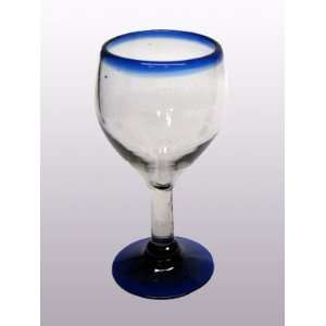 Cobalt Blue Rim small wine glasses (set of 6)  Kitchen 