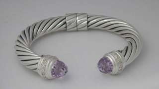 David Yurman 10mm Lavender Amethyst cable pave bracelet  