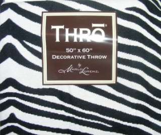 New THRO Black/Ivory ZEBRA Throw Blanket w/Fringe 50x60 SOFT & Heavy 