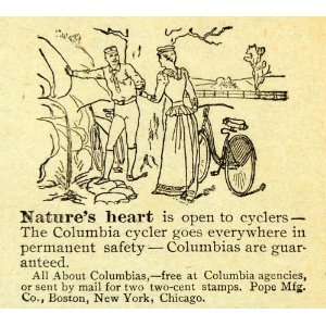  1892 Ad Antique Pope Columbia Bicycles Bikes Biking 