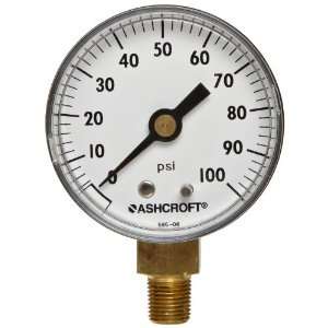 Plastic Dry Filled Commercial Pressure Gauge, 2 Dial, 0 100 psi Range 