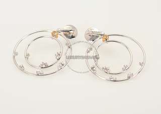 Damiani 18K White Gold Diamond Double Circle Earrings  