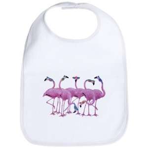   Baby Bib Cloud White Cool Flamingos with Sunglasses 