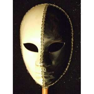  Halloween Mask Full Face Mardi Gras Round Black & White 