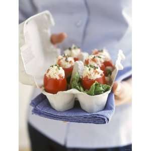 Tomatoes Stuffed with Crab Salad, Served in Egg Box Photographic 