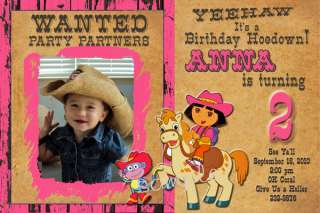 DORA THE EXPLORER WESTERN COWGIRL PHOTO INVITATION  