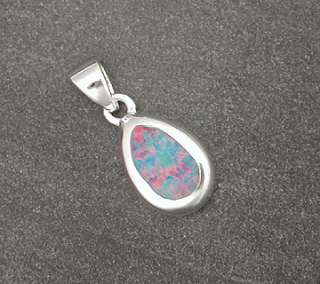 Sterling Silver Fire Opal Tear Drop Necklace Pendant   