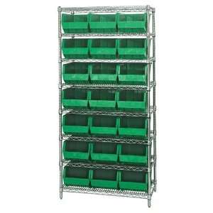   Wire Shelving Storage Unit with Plastic Bins   WR8 255