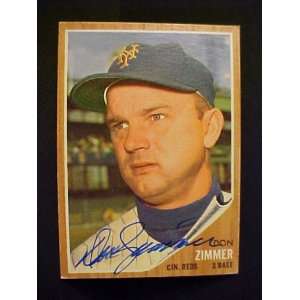 Don Zimmer Cincinnati Reds #478 1962 Topps Signed Autographed Baseball 