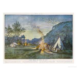   Cook by Their Camp Fire Giclee Poster Print by Donald Maxwell, 18x24