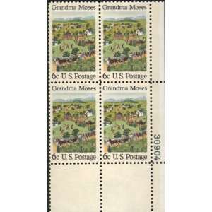  #1370   1969 6c Grandma Moses Postage Stamp Numbered Plate 