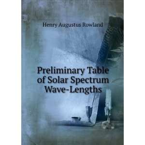   of Solar Spectrum Wave Lengths, Part 1 Henry Augustus Rowland Books