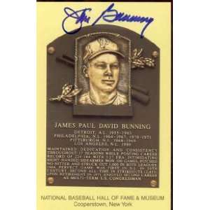  Jim Bunning Autographed Baseball HOF Plaque Sports 