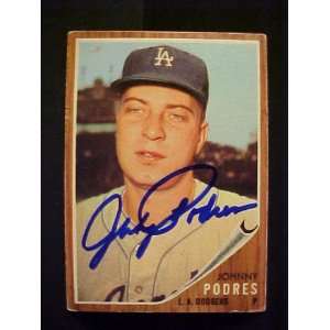 Johnny Podres Los Angeles Dodgers #280 1962 Topps Autographed Baseball 