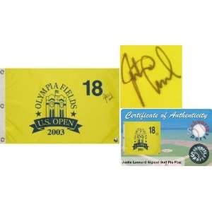  Justin Leonard Signed 2003 Olympia Fields US Open Pin Flag 