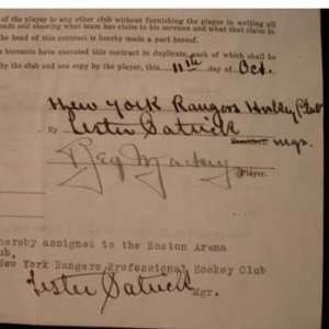  Lester Patrick and Reg Mackey Signed Contract Sports 