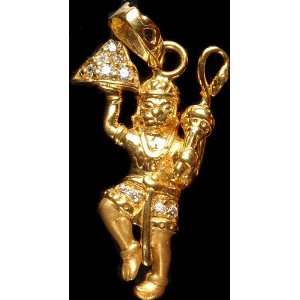  Lord Hanuman in a Dynamic Posture   18 K Gold Everything 