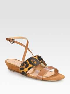 Aperlai   Leopard Print Suede, Leather and Satin Sandals