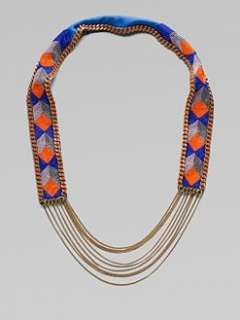 Fiona Paxton   Beaded Leather and Chain Necklace