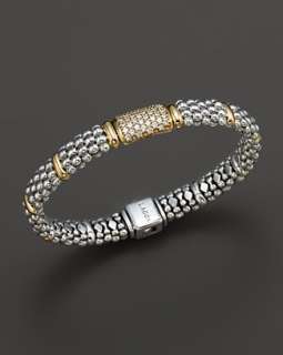 Lagos Caviar™ Oval Rope Bracelet with 18 Kt. Stations and Diamonds 