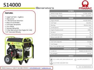Pramac Generator 14000 Watt 23GHP Honda Engine #S14000  