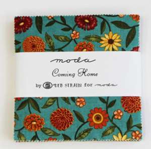 COMING HOME~MODA FABRIC~CHARM PACK~42 5 SQUARES~STRAIN  