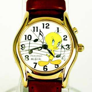 Armitron Women 2200717 Tweety Bird Leather Band Wrist Watch Musical 