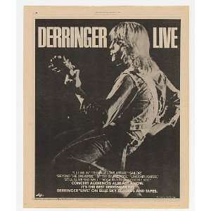 1977 Rick Derringer Live Album Promo Print Ad (Music Memorabilia 