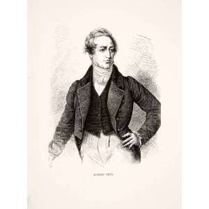  1881 Wood Engraving Robert Peel Portrait British 