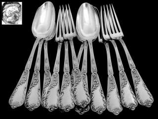   French Sterling Silver Dinner Flatware Set 18 pc Rococo  