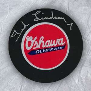 TED LINDSAY Oshawa Generals SIGNED OHL Hockey Puck